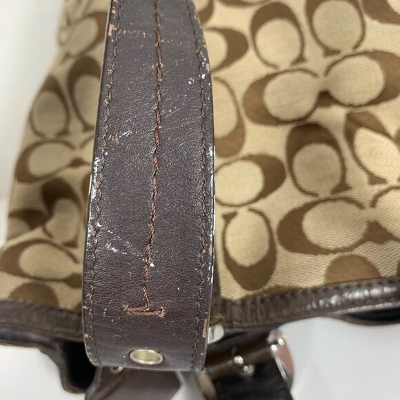 COACH Signature Soho Jacquard/Leather Tote Handbag Triple Entry Satchel F17401 - Picture 8 of 15